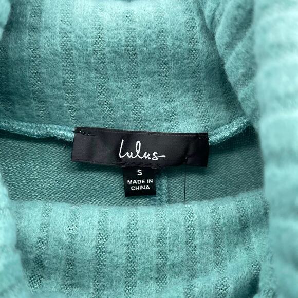 Lulu's Autumn Daze Mint Blue Cowl Neck Long Sleeve Sweater Dress‎ - Picture 6 of 7